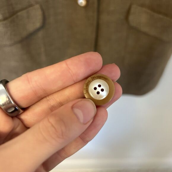 Salvatore‎ Ferragamo Women's Blazer Jacket Vintage Brown Linen Wool Cotton US 12 - Picture 7 of 9